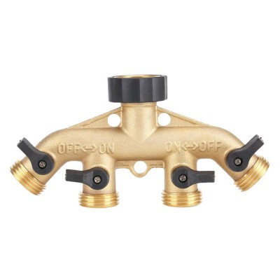 Brass 4 way hose splitter