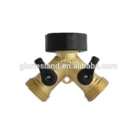 2 Way Solid Brass Y Valve Garden Hose Connector with Comfort Grip