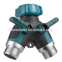 2-way Y Valve Zinc Garden Hose Connector with Shut off