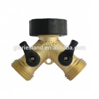 Garden Hose 2 Way Splitter - Solid Brass Y Tap Connector Valve - Leak Free Warranty