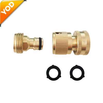 No-leak easy connect fittings garden hose quick connect solid brass 3/4 inch female and male connector